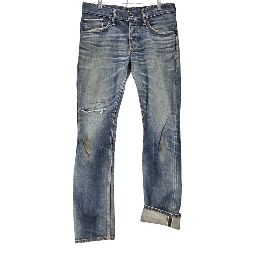 Edwin Jeans Mens Blue Selvedge Slim Tapered Buckle Back Distressed Fits 32x32
